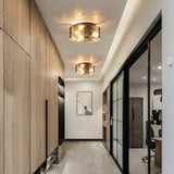 LIBOZMKO Black Semi Flush Mount Ceiling Light - 13" Kitchen Lighting Fixtures Ceiling Mount, 3-Light Modern Hallway Light Fixtures Glass Foyer Lighting Fixtures for Bathroom Entryway Kitchen Laundry Room