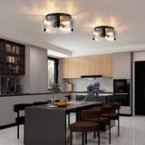 LIBOZMKO Black Semi Flush Mount Ceiling Light - 13" Kitchen Lighting Fixtures Ceiling Mount, 3-Light Modern Hallway Light Fixtures Glass Foyer Lighting Fixtures for Bathroom Entryway Kitchen Laundry Room