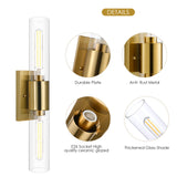 LIBOZMKO Wall Sconces Set of Two, Bathroom Sconces Wall Lighting with Clear Glass Shade 2-Light Bathroom Light Fixtures Modern Gold Vanity Light for Bedroom Bedroom Washroom Hallway Living Room