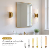 LIBOZMKO Wall Sconces Set of Two, Bathroom Sconces Wall Lighting with Clear Glass Shade 2-Light Bathroom Light Fixtures Modern Gold Vanity Light for Bedroom Bedroom Washroom Hallway Living Room