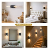 LIBOZMKO Wall Sconces Set of Two, Bathroom Sconces Wall Lighting with Clear Glass Shade 2-Light Bathroom Light Fixtures Modern Matte Black Vanity Light for Mirror Bedroom Washroom Hallway (E26 Base)