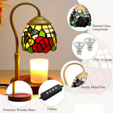 LIBOZMKO Candle Warmer Lamp with Timer Dimmer, Butterfly&Rose Tiffany Style Stained Glass Candle Lamp Warmer